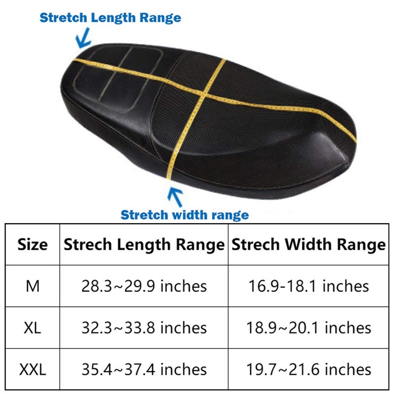 AUTUT Universal Seat Cover for Dirt Bike,Motorcycle Scooter Moped Seats Cover 3D Spacer Mesh Fabric Soft Anti-Slip Cushion Seat(M,Black) - Image 4
